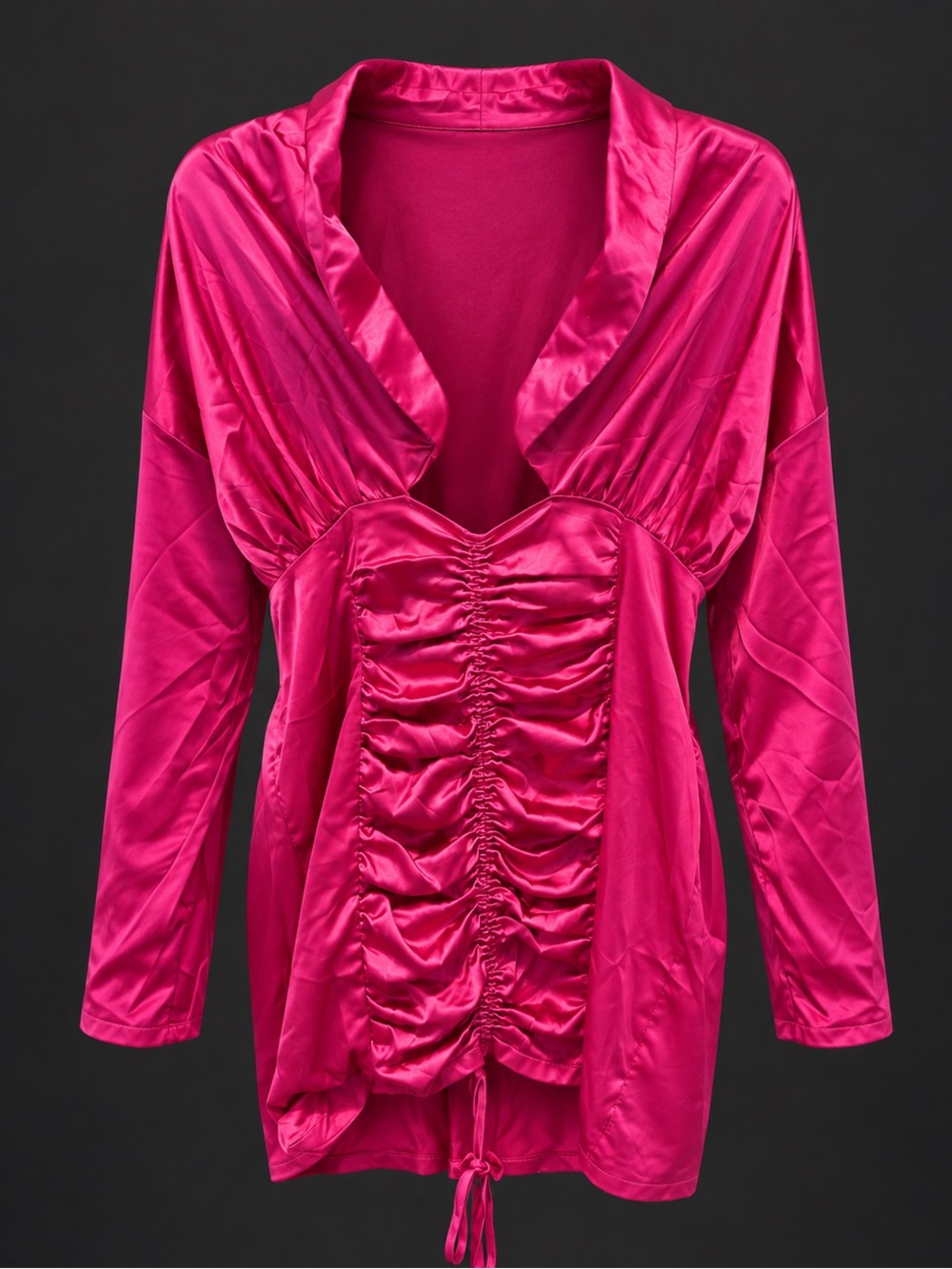PrettyLittleThing Pink Satin Ruched Dress Size 14